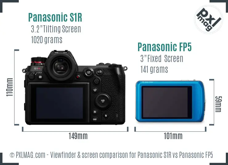 Panasonic S1R vs Panasonic FP5 Screen and Viewfinder comparison