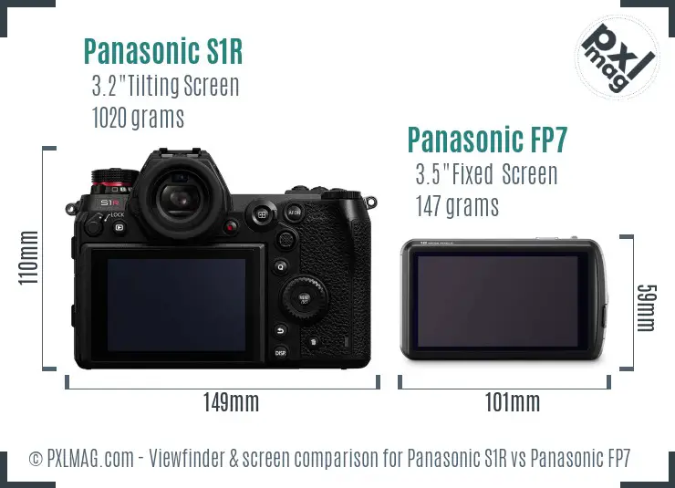 Panasonic S1R vs Panasonic FP7 Screen and Viewfinder comparison
