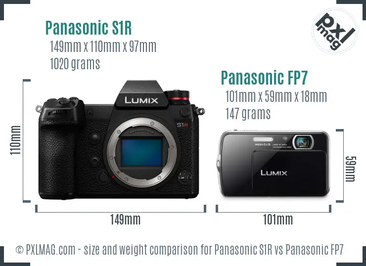Panasonic S1R vs Panasonic FP7 size comparison