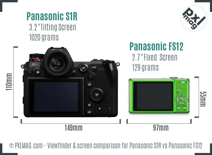 Panasonic S1R vs Panasonic FS12 Screen and Viewfinder comparison