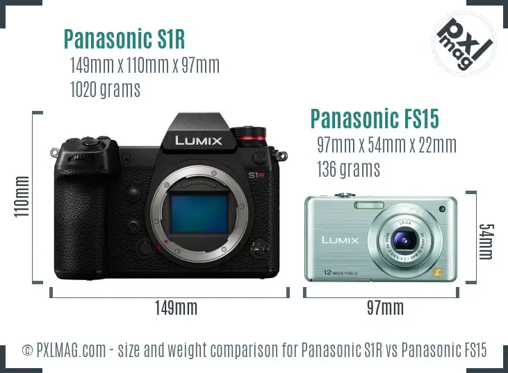 Panasonic S1R vs Panasonic FS15 size comparison