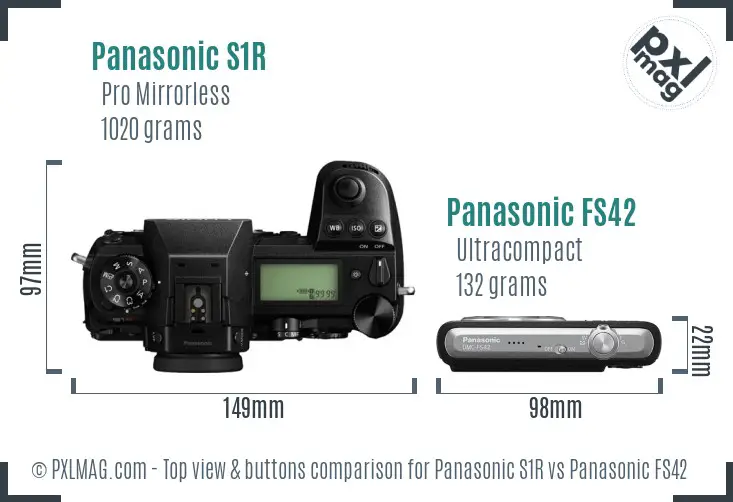 Panasonic S1R vs Panasonic FS42 top view buttons comparison