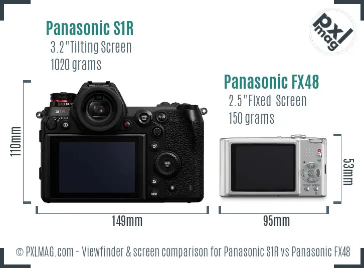 Panasonic S1R vs Panasonic FX48 Screen and Viewfinder comparison