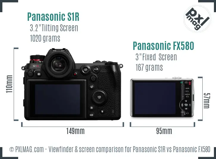 Panasonic S1R vs Panasonic FX580 Screen and Viewfinder comparison