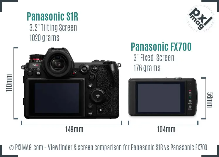 Panasonic S1R vs Panasonic FX700 Screen and Viewfinder comparison