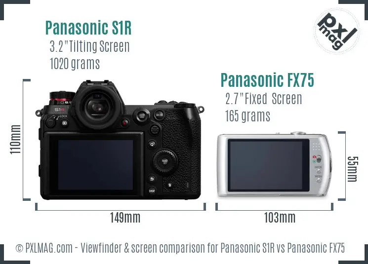 Panasonic S1R vs Panasonic FX75 Screen and Viewfinder comparison