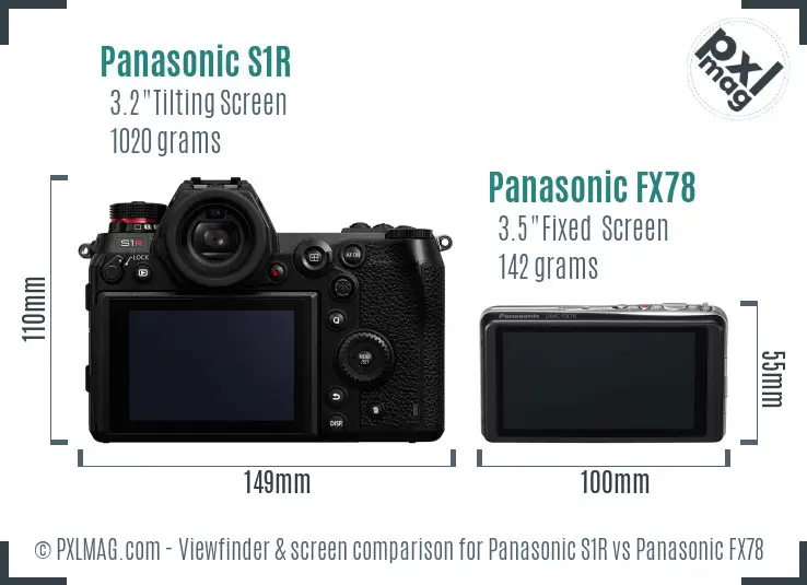 Panasonic S1R vs Panasonic FX78 Screen and Viewfinder comparison