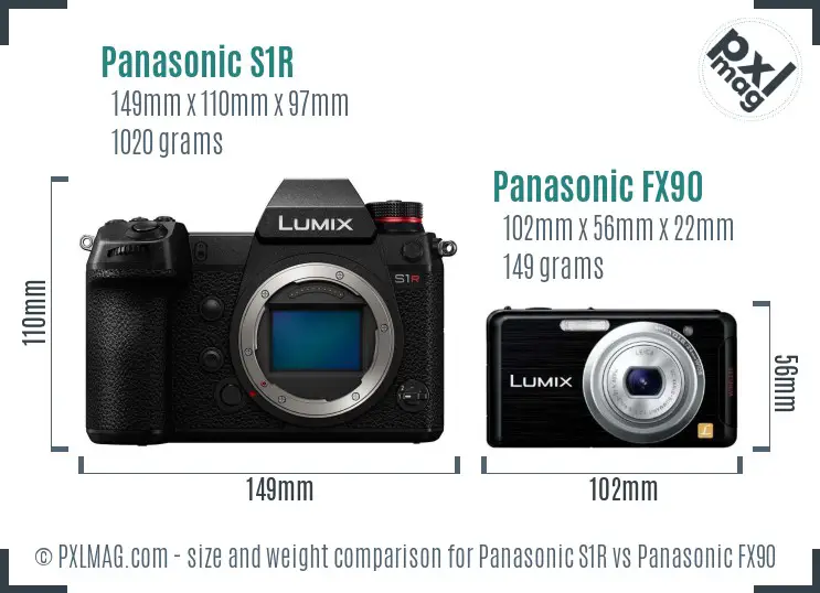 Panasonic S1R vs Panasonic FX90 size comparison