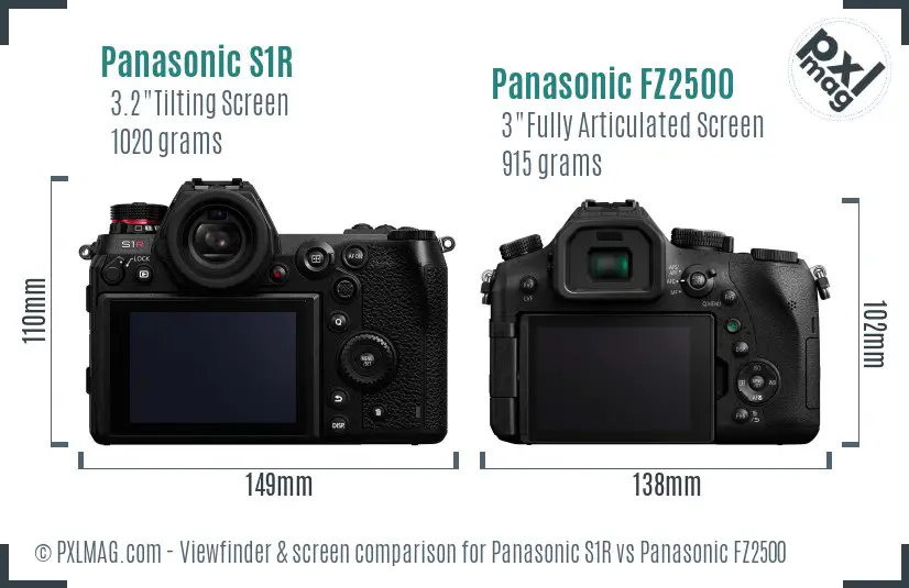 Panasonic S1R vs Panasonic FZ2500 Screen and Viewfinder comparison