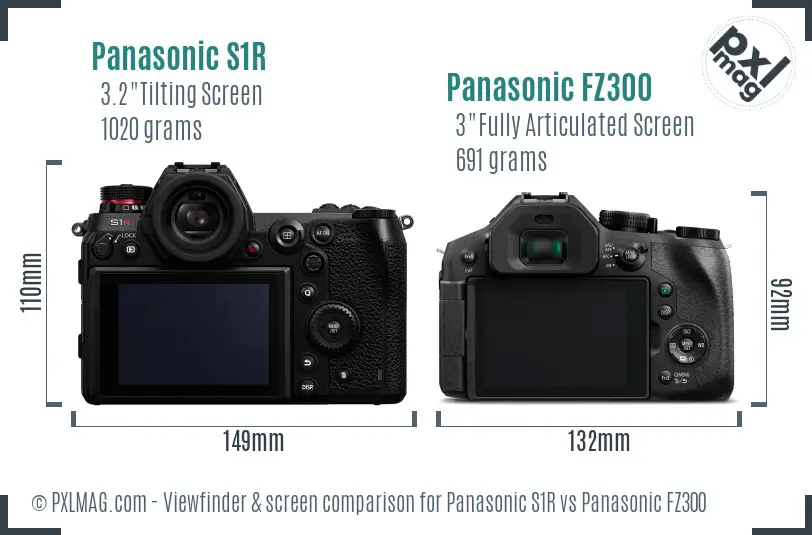 Panasonic S1R vs Panasonic FZ300 Screen and Viewfinder comparison