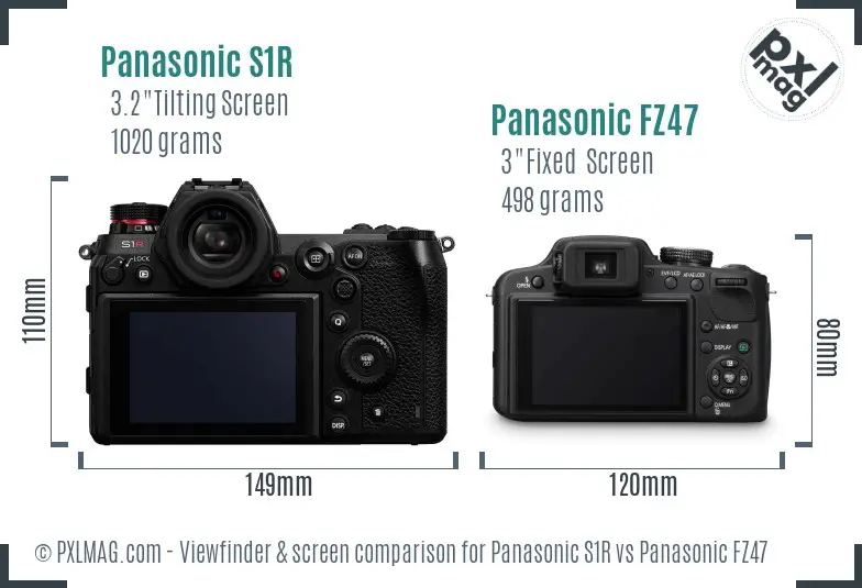 Panasonic S1R vs Panasonic FZ47 Screen and Viewfinder comparison