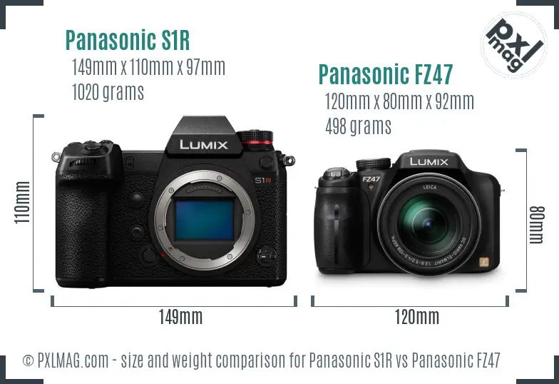 Panasonic S1R vs Panasonic FZ47 size comparison