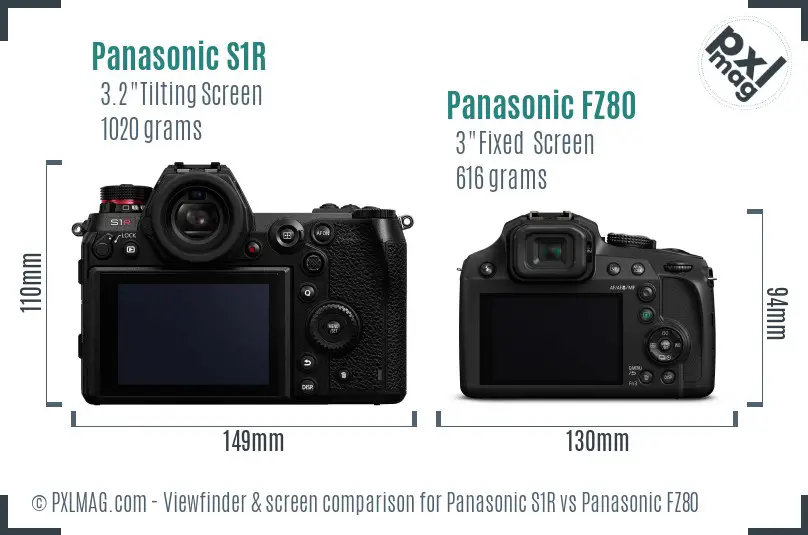 Panasonic S1R vs Panasonic FZ80 Screen and Viewfinder comparison