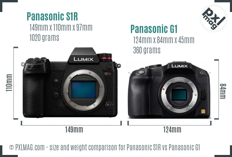 Panasonic S1R vs Panasonic G1 size comparison