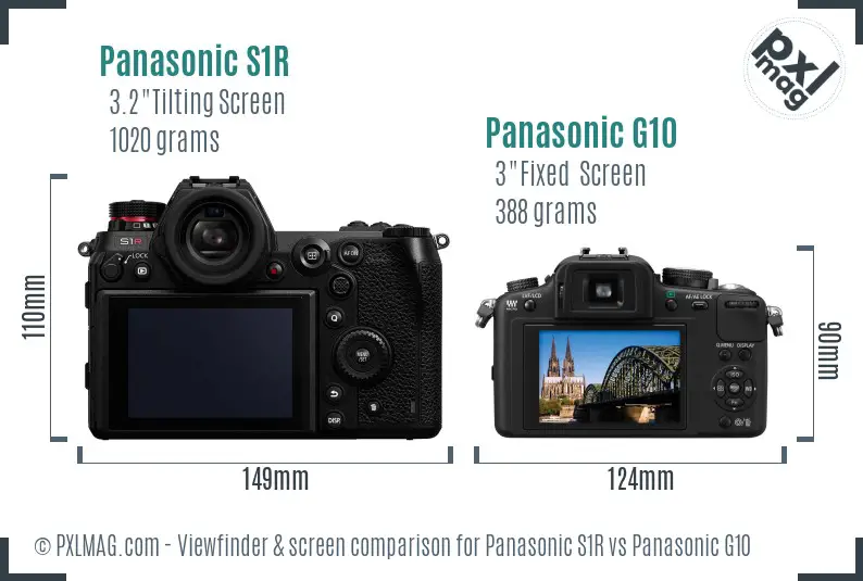 Panasonic S1R vs Panasonic G10 Screen and Viewfinder comparison