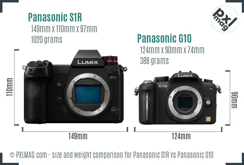 Panasonic S1R vs Panasonic G10 size comparison