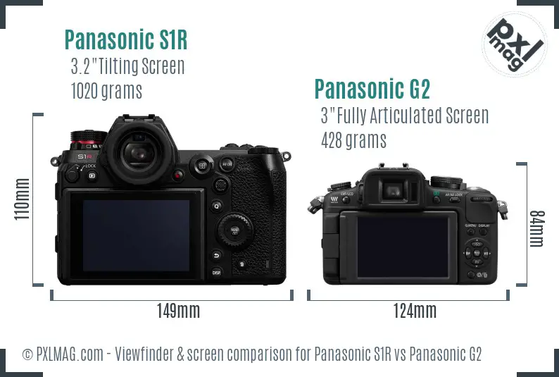 Panasonic S1R vs Panasonic G2 Screen and Viewfinder comparison