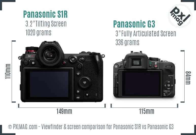 Panasonic S1R vs Panasonic G3 Screen and Viewfinder comparison