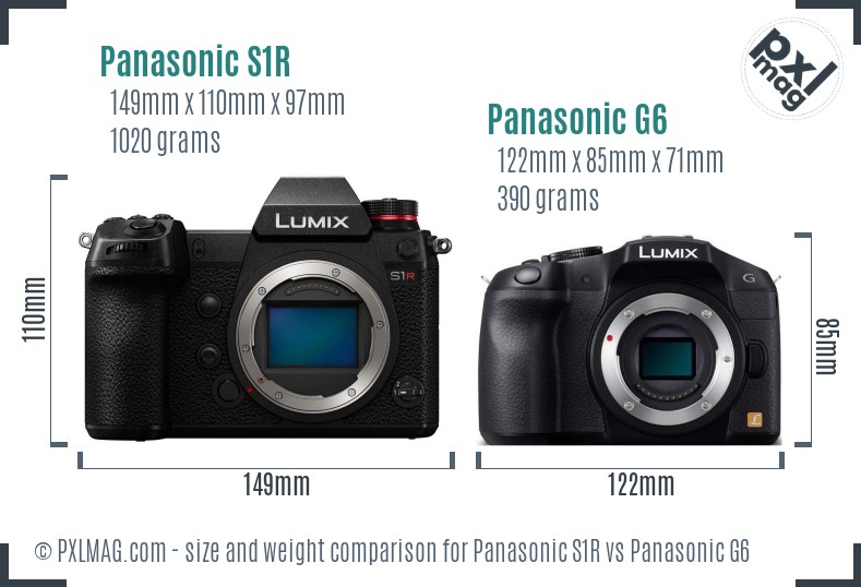 Panasonic S1R vs Panasonic G6 size comparison