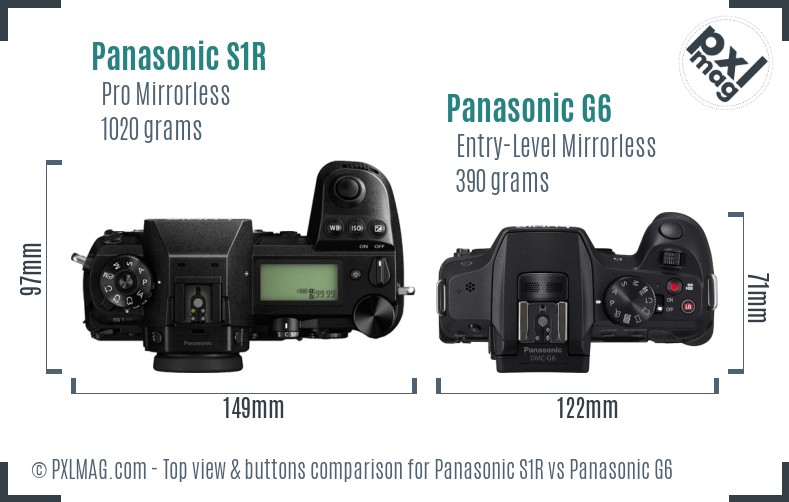 Panasonic S1R vs Panasonic G6 top view buttons comparison