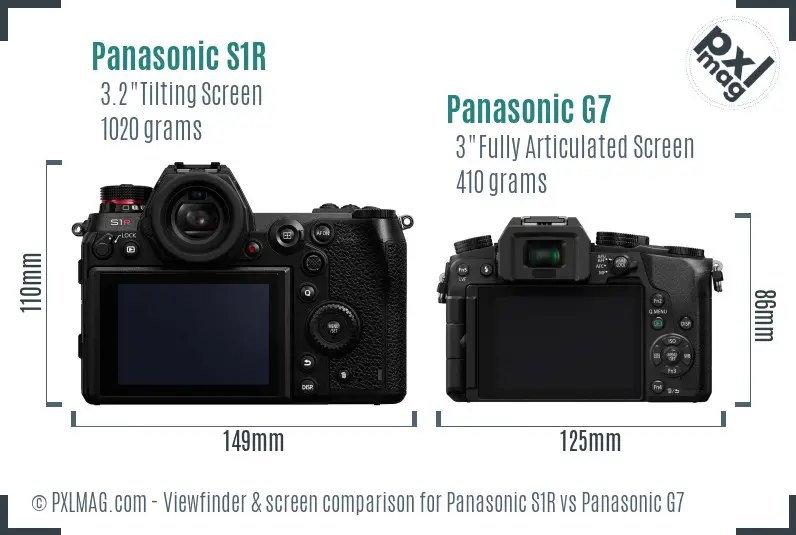 Panasonic S1R vs Panasonic G7 Screen and Viewfinder comparison