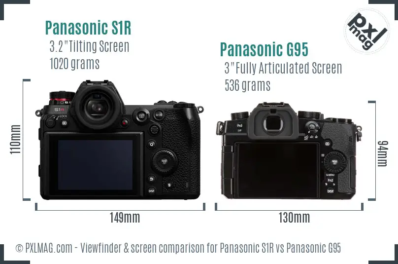 Panasonic S1R vs Panasonic G95 Screen and Viewfinder comparison