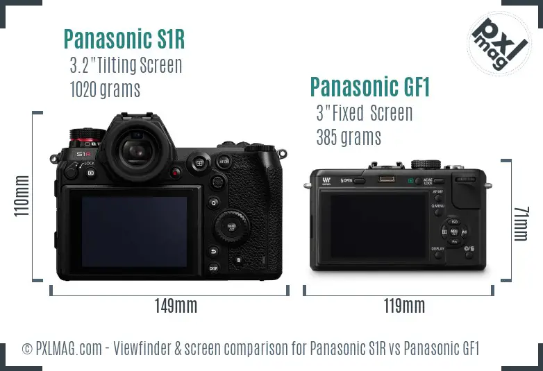 Panasonic S1R vs Panasonic GF1 Screen and Viewfinder comparison