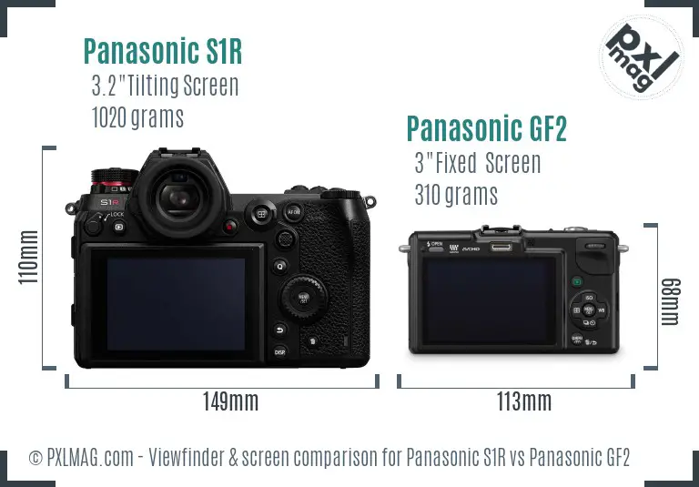 Panasonic S1R vs Panasonic GF2 Screen and Viewfinder comparison