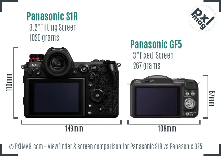 Panasonic S1R vs Panasonic GF5 Screen and Viewfinder comparison