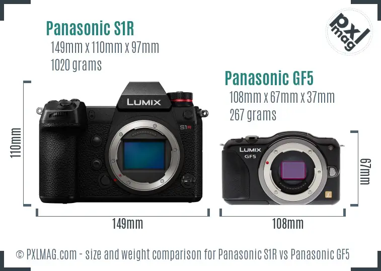 Panasonic S1R vs Panasonic GF5 size comparison