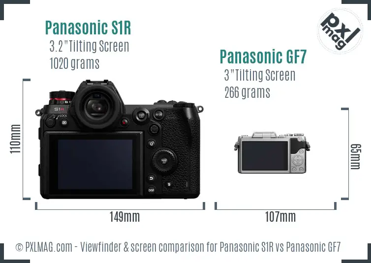 Panasonic S1R vs Panasonic GF7 Screen and Viewfinder comparison
