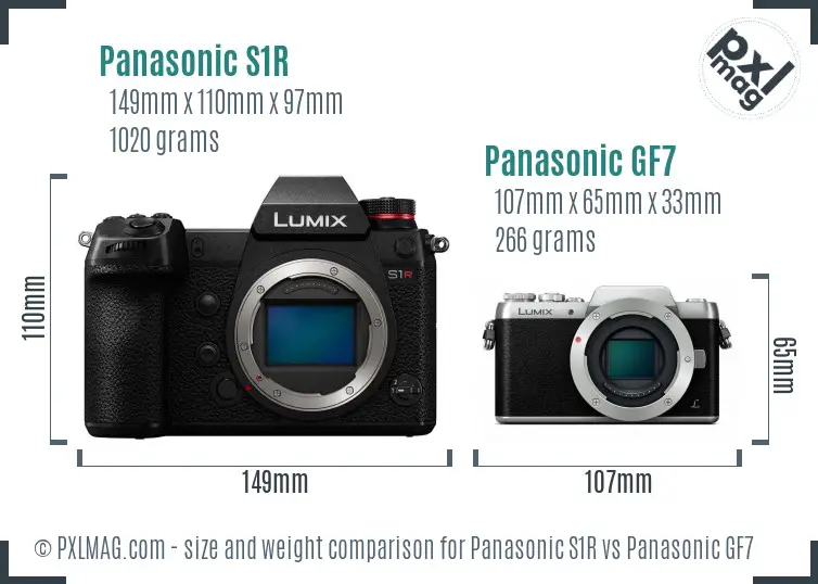 Panasonic S1R vs Panasonic GF7 size comparison