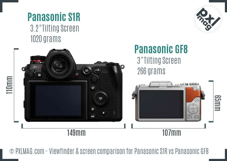 Panasonic S1R vs Panasonic GF8 Screen and Viewfinder comparison