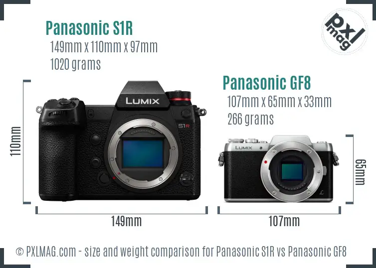 Panasonic S1R vs Panasonic GF8 size comparison