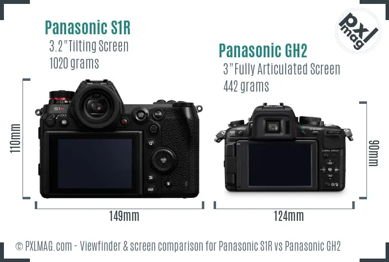 Panasonic S1R vs Panasonic GH2 Screen and Viewfinder comparison