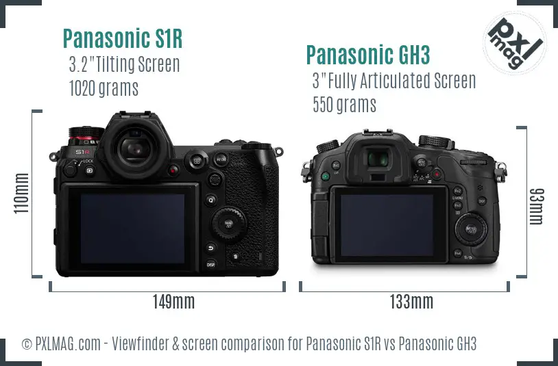 Panasonic S1R vs Panasonic GH3 Screen and Viewfinder comparison