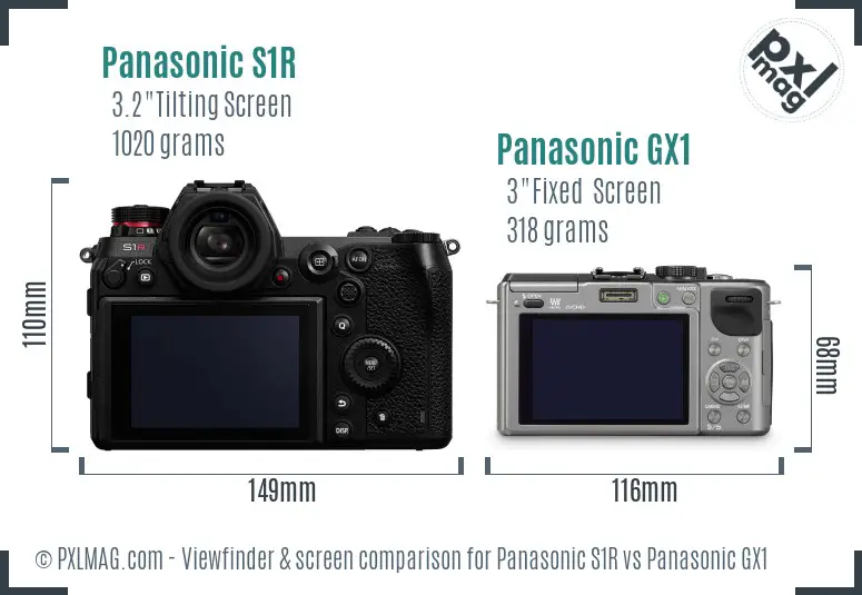 Panasonic S1R vs Panasonic GX1 Screen and Viewfinder comparison