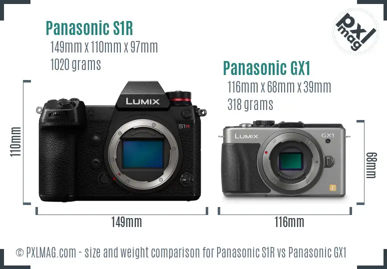 Panasonic S1R vs Panasonic GX1 size comparison