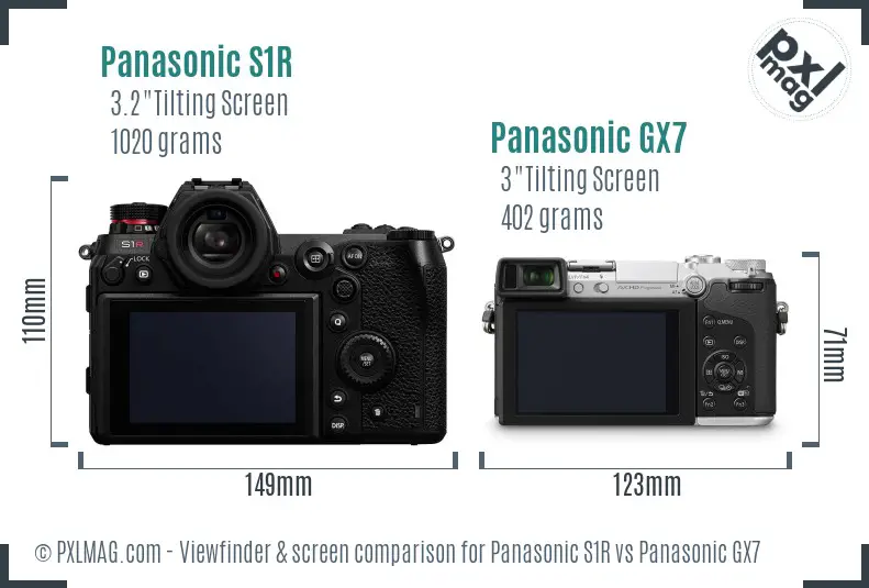 Panasonic S1R vs Panasonic GX7 Screen and Viewfinder comparison