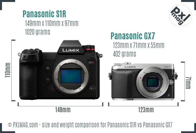 Panasonic S1R vs Panasonic GX7 size comparison