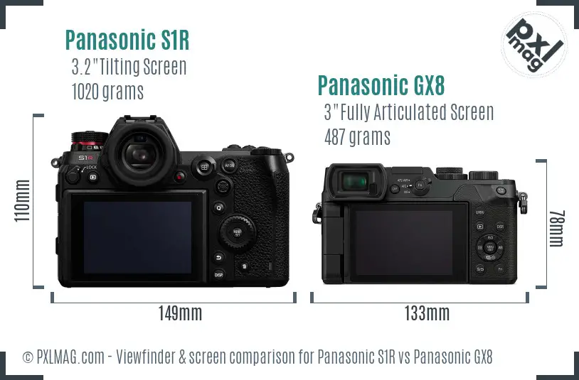 Panasonic S1R vs Panasonic GX8 Screen and Viewfinder comparison