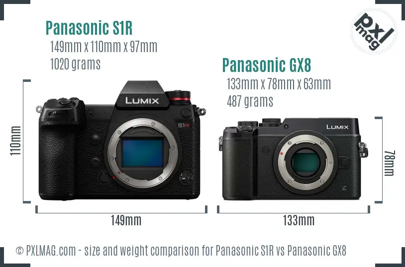 Panasonic S1R vs Panasonic GX8 size comparison