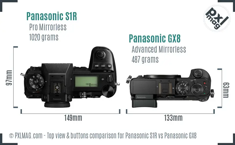 Panasonic S1R vs Panasonic GX8 top view buttons comparison