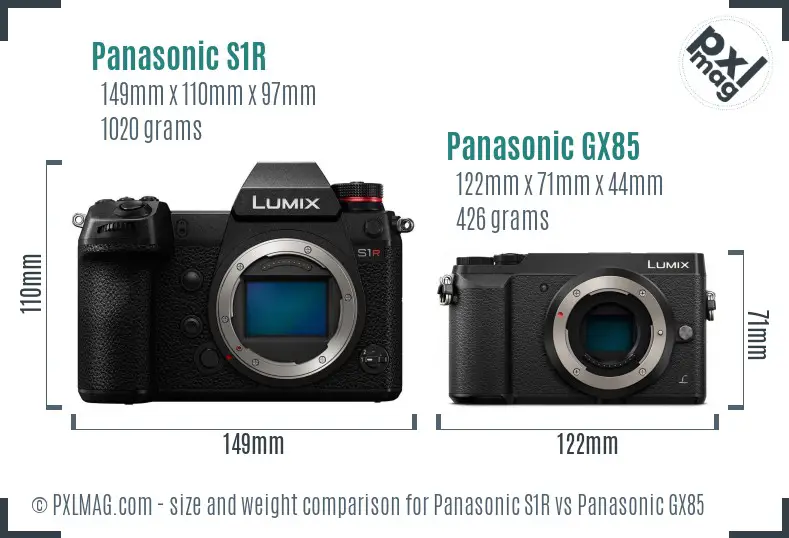 Panasonic S1R vs Panasonic GX85 size comparison