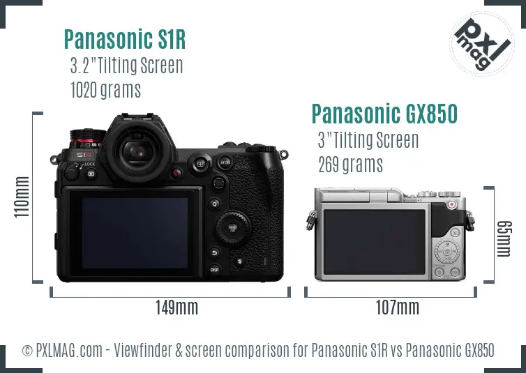 Panasonic S1R vs Panasonic GX850 Screen and Viewfinder comparison