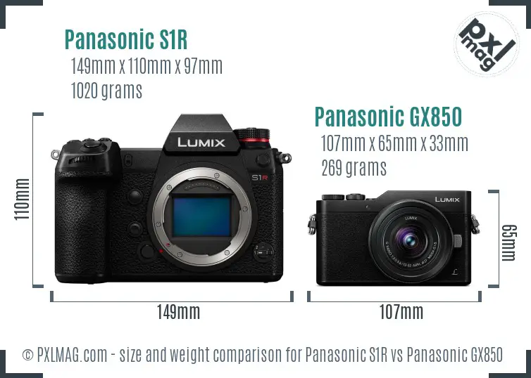 Panasonic S1R vs Panasonic GX850 size comparison