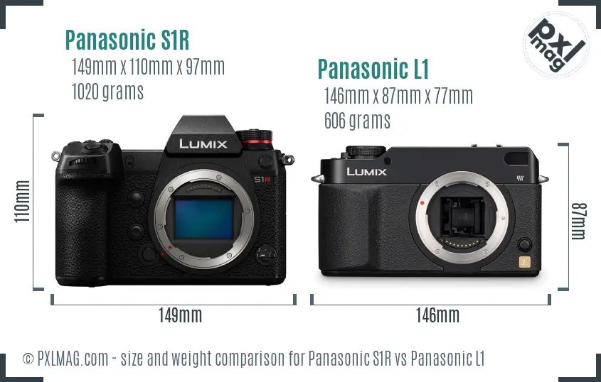 Panasonic S1R vs Panasonic L1 size comparison