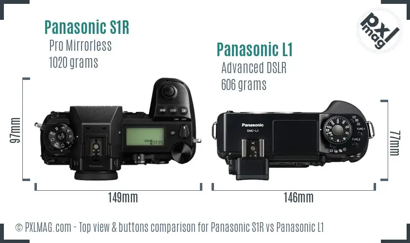 Panasonic S1R vs Panasonic L1 top view buttons comparison
