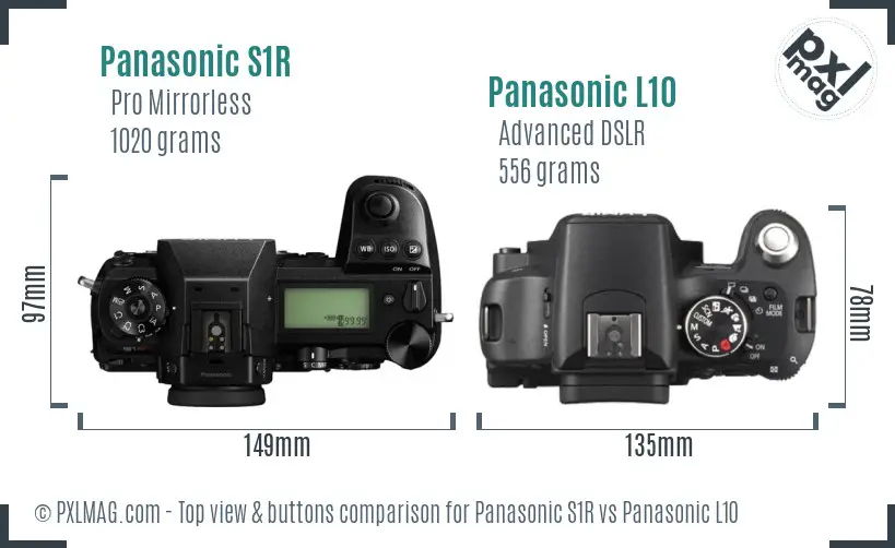 Panasonic S1R vs Panasonic L10 top view buttons comparison