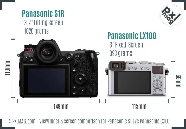 Panasonic S1R vs Panasonic LX100 Screen and Viewfinder comparison